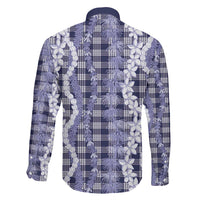 Hawaiian Ohia Lehua Lei Family Matching Off The Shoulder Long Sleeve Dress and Hawaiian Shirt Plaid Palaka Uliuli hohonu Pattern - Polynesian Pride