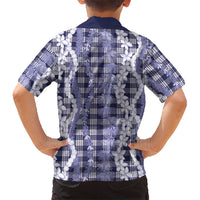 Hawaiian Ohia Lehua Lei Family Matching Short Sleeve Bodycon Dress and Hawaiian Shirt Plaid Palaka Uliuli hohonu Pattern - Polynesian Pride