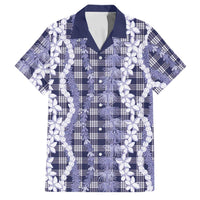 Hawaiian Ohia Lehua Lei Family Matching Short Sleeve Bodycon Dress and Hawaiian Shirt Plaid Palaka Uliuli hohonu Pattern - Polynesian Pride