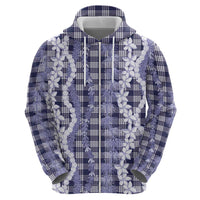 Hawaiian Ohia Lehua Lei Hoodie Plaid Palaka Uliuli hohonu Pattern - Polynesian Pride