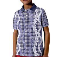 Hawaiian Ohia Lehua Lei Kid Polo Shirt Plaid Palaka Uliuli hohonu Pattern - Polynesian Pride