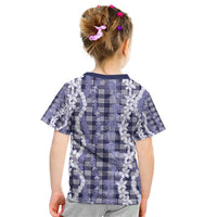 Hawaiian Ohia Lehua Lei Kid T Shirt Plaid Palaka Uliuli hohonu Pattern LT9 - Polynesian Pride