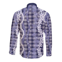 Hawaiian Ohia Lehua Lei Long Sleeve Button Shirt Plaid Palaka Uliuli hohonu Pattern - Polynesian Pride