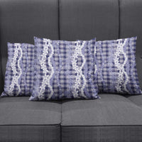 Hawaiian Ohia Lehua Lei Pillow Cover Plaid Palaka Uliuli hohonu Pattern - Polynesian Pride