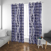 Hawaiian Ohia Lehua Lei Window Curtain Plaid Palaka Uliuli hohonu Pattern - Polynesian Pride