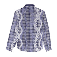 Hawaiian Ohia Lehua Lei Women Casual Shirt Plaid Palaka Uliuli hohonu Pattern - Polynesian Pride