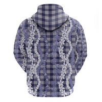 Hawaiian Ohia Lehua Lei Zip Hoodie Plaid Palaka Uliuli hohonu Pattern - Polynesian Pride