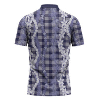 Hawaiian Ohia Lehua Lei Zipper Polo Shirt Plaid Palaka Uliuli hohonu Pattern - Polynesian Pride