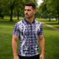 Hawaiian Ohia Lehua Lei Zipper Polo Shirt Plaid Palaka Uliuli hohonu Pattern - Polynesian Pride