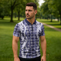 Hawaiian Ohia Lehua Lei Zipper Polo Shirt Plaid Palaka Uliuli hohonu Pattern - Polynesian Pride