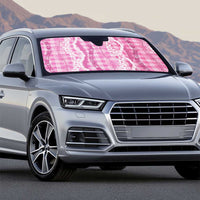 Hawaiian Ohia Lehua Lei Auto Sun Shade Plaid Palaka Akala Pattern - Polynesian Pride