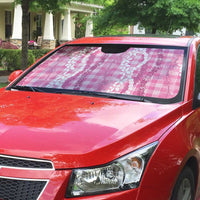 Hawaiian Ohia Lehua Lei Auto Sun Shade Plaid Palaka Akala Pattern - Polynesian Pride