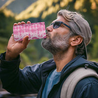 Hawaiian Ohia Lehua Lei 4 in 1 Can Cooler Tumbler Plaid Palaka Akala Pattern - Polynesian Pride