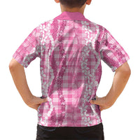 Hawaiian Ohia Lehua Lei Family Matching Mermaid Dress and Hawaiian Shirt Plaid Palaka Akala Pattern - Polynesian Pride