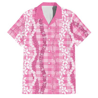 Hawaiian Ohia Lehua Lei Family Matching Mermaid Dress and Hawaiian Shirt Plaid Palaka Akala Pattern - Polynesian Pride