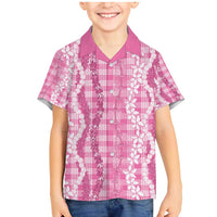 Hawaiian Ohia Lehua Lei Family Matching Mermaid Dress and Hawaiian Shirt Plaid Palaka Akala Pattern - Polynesian Pride