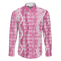 Hawaiian Ohia Lehua Lei Family Matching Off Shoulder Short Dress and Hawaiian Shirt Plaid Palaka Akala Pattern - Polynesian Pride