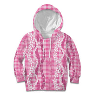 Hawaiian Ohia Lehua Lei Kid Hoodie Plaid Palaka Akala Pattern - Polynesian Pride