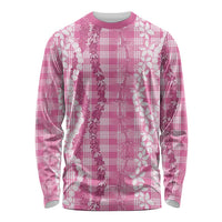 Hawaiian Ohia Lehua Lei Long Sleeve Shirt Plaid Palaka Akala Pattern - Polynesian Pride