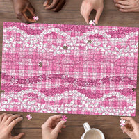 Hawaiian Ohia Lehua Lei Puzzle Plaid Palaka Akala Pattern - Polynesian Pride