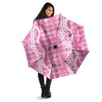 Hawaiian Ohia Lehua Lei Umbrella Plaid Palaka Akala Pattern - Polynesian Pride