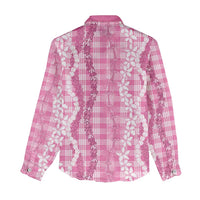 Hawaiian Ohia Lehua Lei Women Casual Shirt Plaid Palaka Akala Pattern - Polynesian Pride