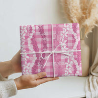 Hawaiian Ohia Lehua Lei Wrapping Paper Plaid Palaka Akala Pattern - Polynesian Pride