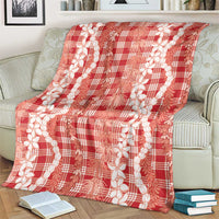Hawaiian Ohia Lehua Lei Blanket Plaid Palaka Ulaula Pattern - Polynesian Pride