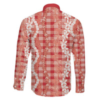 Hawaiian Ohia Lehua Lei Family Matching Off Shoulder Maxi Dress and Hawaiian Shirt Plaid Palaka Ulaula Pattern - Polynesian Pride