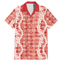Hawaiian Ohia Lehua Lei Family Matching Summer Maxi Dress and Hawaiian Shirt Plaid Palaka Ulaula Pattern - Polynesian Pride