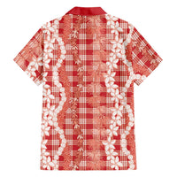 Hawaiian Ohia Lehua Lei Family Matching Summer Maxi Dress and Hawaiian Shirt Plaid Palaka Ulaula Pattern - Polynesian Pride