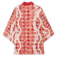 Hawaiian Ohia Lehua Lei Kimono Plaid Palaka Ulaula Pattern - Polynesian Pride