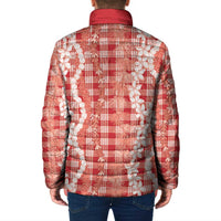 Hawaiian Ohia Lehua Lei Padded Jacket Plaid Palaka Ulaula Pattern - Polynesian Pride