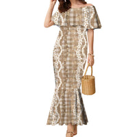 Hawaiian Ohia Lehua Lei Family Matching Mermaid Dress and Hawaiian Shirt Plaid Palaka Kalaihaahaa Pattern - Polynesian Pride