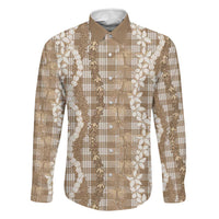 Hawaiian Ohia Lehua Lei Family Matching Off The Shoulder Long Sleeve Dress and Hawaiian Shirt Plaid Palaka Kalaihaahaa Pattern - Polynesian Pride