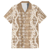 Hawaiian Ohia Lehua Lei Family Matching Off Shoulder Maxi Dress and Hawaiian Shirt Plaid Palaka Kalaihaahaa Pattern - Polynesian Pride