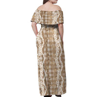 Hawaiian Ohia Lehua Lei Family Matching Off Shoulder Maxi Dress and Hawaiian Shirt Plaid Palaka Kalaihaahaa Pattern - Polynesian Pride