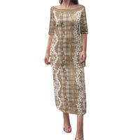 Hawaiian Ohia Lehua Lei Family Matching Puletasi and Hawaiian Shirt Plaid Palaka Kalaihaahaa Pattern - Polynesian Pride