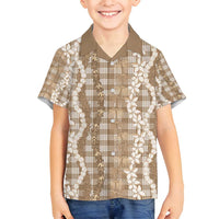 Hawaiian Ohia Lehua Lei Family Matching Puletasi and Hawaiian Shirt Plaid Palaka Kalaihaahaa Pattern - Polynesian Pride