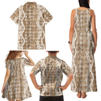 Hawaiian Ohia Lehua Lei Family Matching Tank Maxi Dress and Hawaiian Shirt Plaid Palaka Kalaihaahaa Pattern - Polynesian Pride