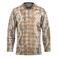 Hawaiian Ohia Lehua Lei Hockey Jersey Plaid Palaka Kalaihaahaa Pattern - Polynesian Pride