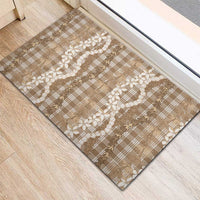 Hawaiian Ohia Lehua Lei Rubber Doormat Plaid Palaka Kalaihaahaa Pattern - Polynesian Pride