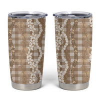 Hawaiian Ohia Lehua Lei Tumbler Cup Plaid Palaka Kalaihaahaa Pattern - Polynesian Pride