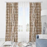 Hawaiian Ohia Lehua Lei Window Curtain Plaid Palaka Kalaihaahaa Pattern - Polynesian Pride