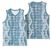 Hawaiian Ohia Lehua Lei Basketball Jersey Plaid Palaka Uliuli Omaomao Pattern - Polynesian Pride