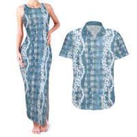 Hawaiian Ohia Lehua Lei Couples Matching Tank Maxi Dress and Hawaiian Shirt Plaid Palaka Uliuli Omaomao Pattern - Polynesian Pride