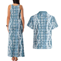 Hawaiian Ohia Lehua Lei Couples Matching Tank Maxi Dress and Hawaiian Shirt Plaid Palaka Uliuli Omaomao Pattern - Polynesian Pride