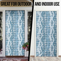 Hawaiian Ohia Lehua Lei Door Cover Plaid Palaka Uliuli Omaomao Pattern - Polynesian Pride