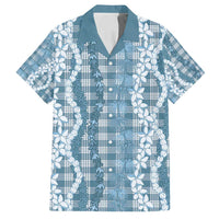 Hawaiian Ohia Lehua Lei Family Matching Long Sleeve Bodycon Dress and Hawaiian Shirt Plaid Palaka Uliuli Omaomao Pattern - Polynesian Pride