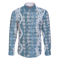 Hawaiian Ohia Lehua Lei Family Matching Long Sleeve Bodycon Dress and Hawaiian Shirt Plaid Palaka Uliuli Omaomao Pattern - Polynesian Pride